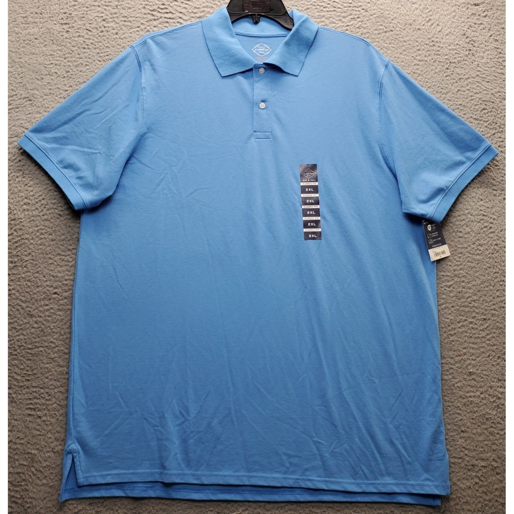St. John's Bay Golf Polo Shirt Mens 2XL Blue Comfort Stretch Performance Collar